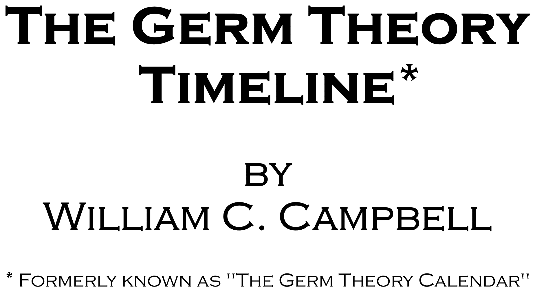 The Germ Theory Timeline by William C. Campbell